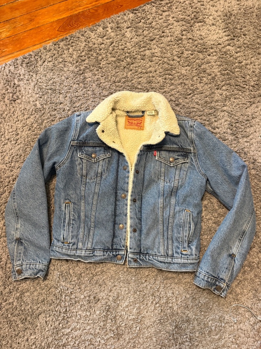 Levi's Light Blue Denim Sherpa Jacket with Cream Lining